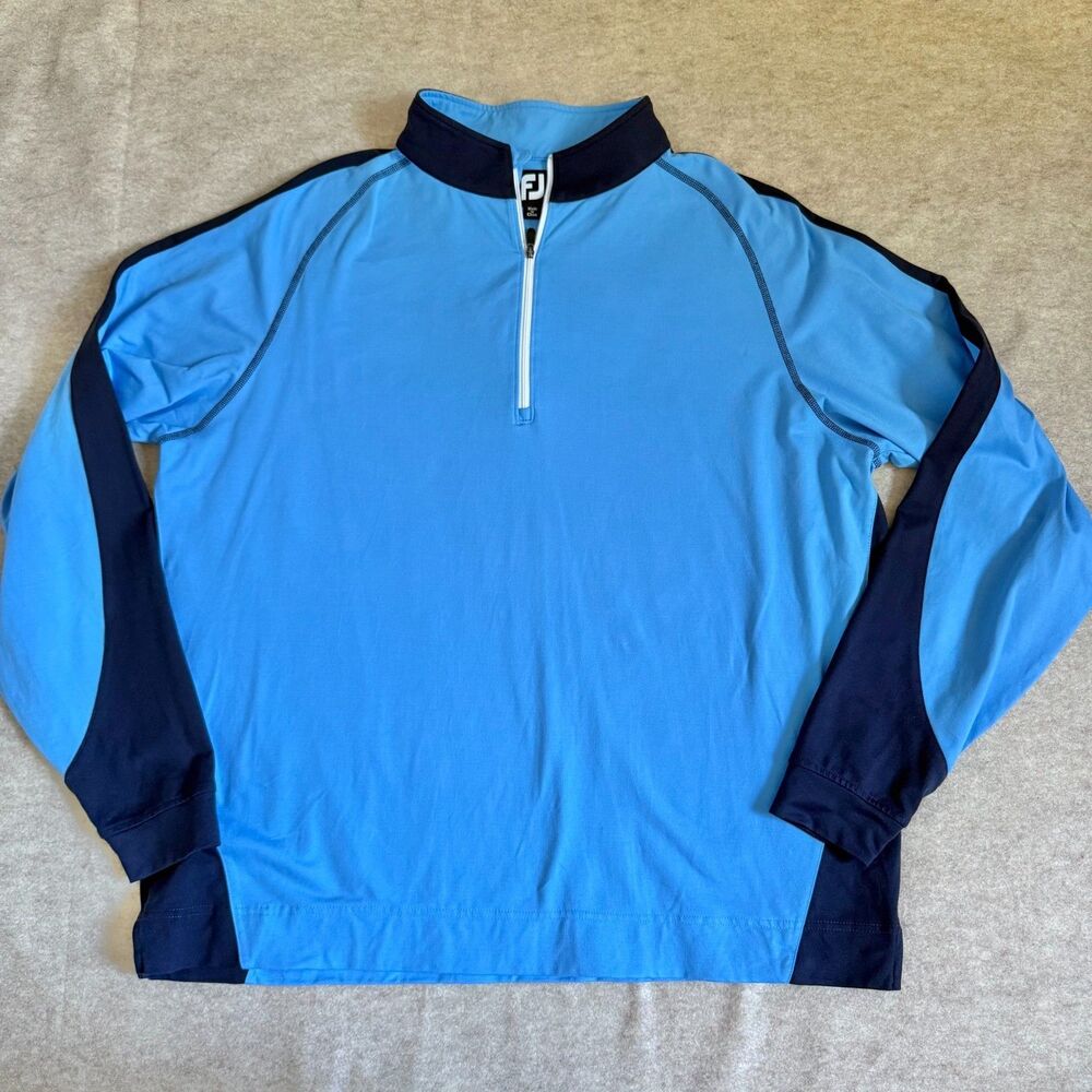 FootJoy FJ quarter zip pullover mens XL blue colorblock golf athleisure